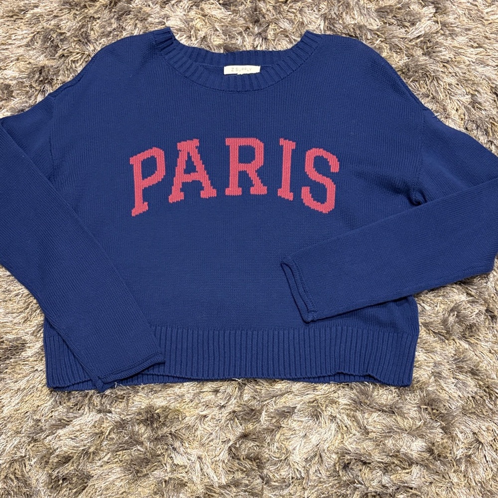 Z Supply Navy and Red Paris Sweater